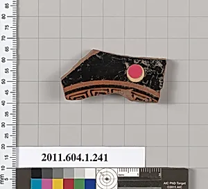 Terracotta fragment of a kylix (drinking cup) by Angular Painter
