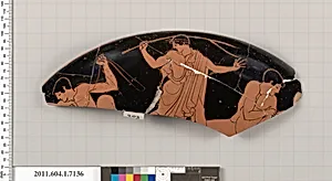 Terracotta fragment of a kylix (drinking cup) by Makron