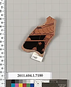 Terracotta fragment of a kylix (drinking cup) by Makron