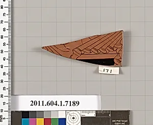 Terracotta fragment of a kylix (drinking cup) by Makron