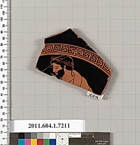 Terracotta fragment of a kylix (drinking cup) by Makron