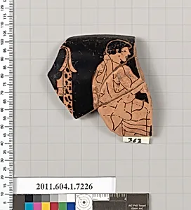 Terracotta fragment of a kylix (drinking cup) by Makron