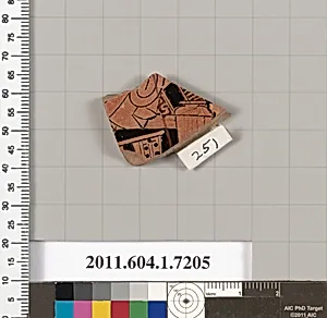 Terracotta fragment of a kylix (drinking cup) by Makron