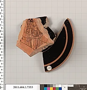 Terracotta fragment of a kylix (drinking cup) by Makron