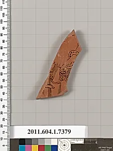 Terracotta fragment of a kylix (drinking cup) by Makron