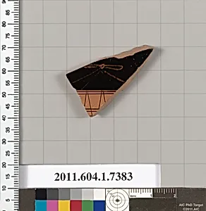 Terracotta fragment of a kylix (drinking cup) by Makron