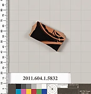 Terracotta fragment of a kylix: eye-cup (drinking cup)