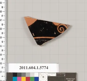 Terracotta fragment of a kylix: eye-cup (drinking cup)