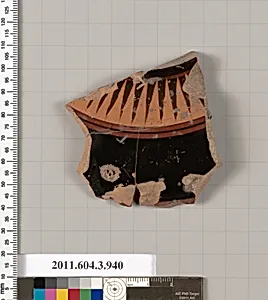 Terracotta fragment of a lekanis lid (covered dish) by Unknown Artist