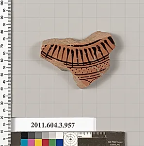 Terracotta fragment of a lekanis lid (covered dish) by Unknown Artist