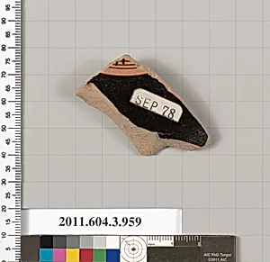 Terracotta fragment of a lekanis lid (covered dish) by Unknown Artist