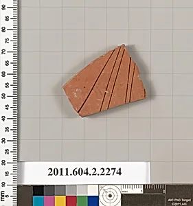 Terracotta fragment of a pot; glazed on the inside by Unknown Artist