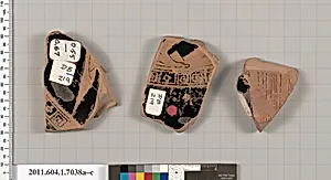 Terracotta fragments of a kylix (drinking cup)
