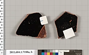 Terracotta fragments of a kylix (drinking cup) by Makron