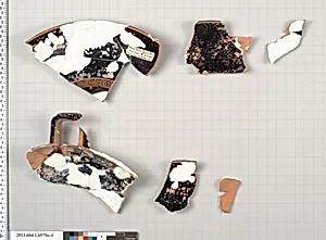 Terracotta fragments of a kylix (drinking cup)