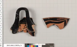 Terracotta fragments of a kylix: eye-cup (drinking cup)