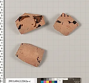 Terracotta fragments of a pot; unglazed on the inside