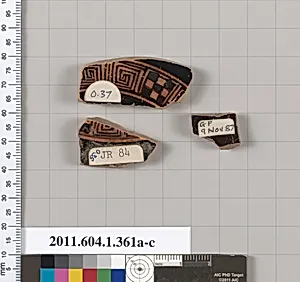 Terracotta fragments of kylikes (drinking cups)