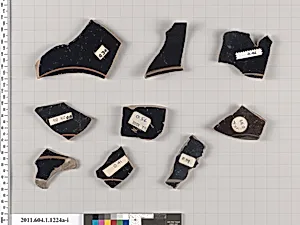 Terracotta fragments of kylikes (drinking cups)