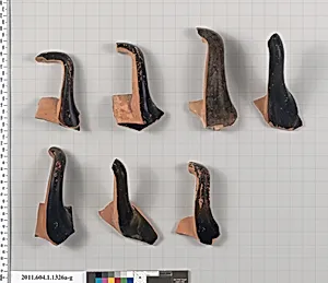 Terracotta fragments of kylikes (drinking cups)