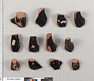 Terracotta fragments of kylikes (drinking cups)