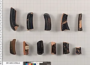 Terracotta fragments of kylikes (drinking cups)