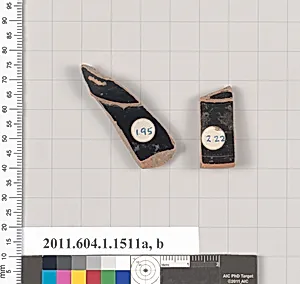 Terracotta fragments of kylikes (drinking cups)