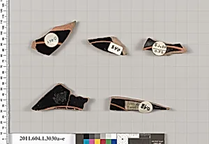 Terracotta fragments of kylikes (drinking cups)