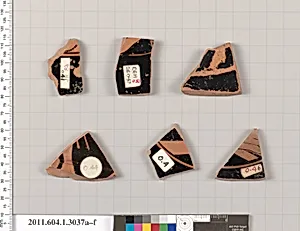 Terracotta fragments of kylikes (drinking cups)