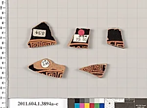 Terracotta fragments of kylikes (drinking cups)