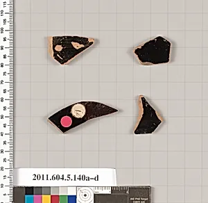 Terracotta fragments of kylikes (drinking cups)