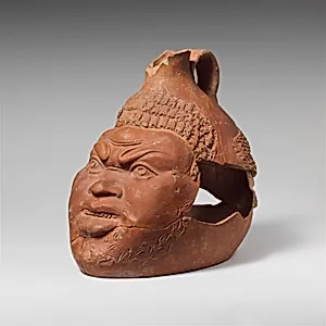 Terracotta jug in the shape of a head of a Black African