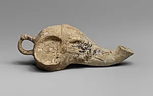 Terracotta lamp in the form of an elephant's head