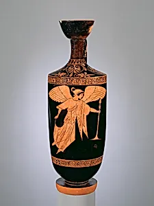 Terracotta lekythos (oil flask) by Dutuit Painter