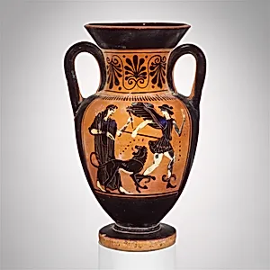 Terracotta neck-amphora (jar) by Diosphos Painter