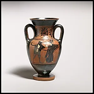 Terracotta neck-amphora (jar) with double handles