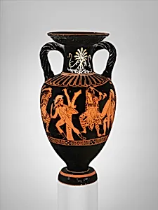 Terracotta neck-amphora (jar) with twisted handles