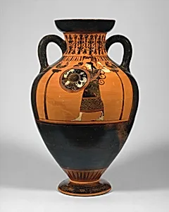 Terracotta neck-amphora of Panathenaic shape by Princeton Painter