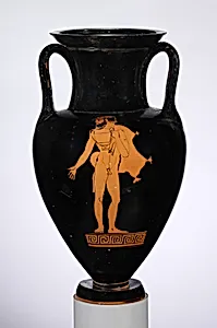 Terracotta Nolan neck-amphora (jar) by Oionokles Painter
