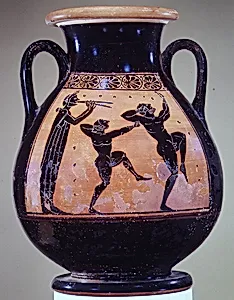 Terracotta pelike (wine jar) by Acheloös Painter