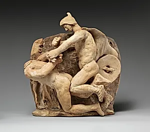 Terracotta relief probably from a funnel vase
