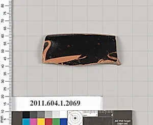 Terracotta rim fragment of a kylix (drinking cup)