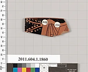 Terracotta rim fragment of a kylix (drinking cup)