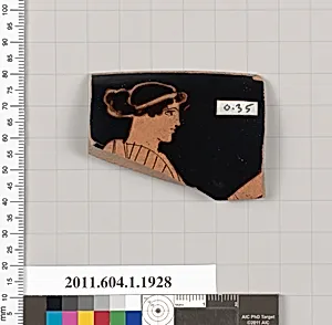 Terracotta rim fragment of a kylix (drinking cup)