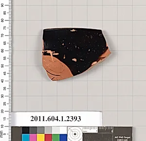 Terracotta rim fragment of a kylix (drinking cup)