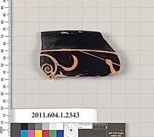 Terracotta rim fragment of a kylix (drinking cup)