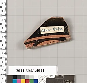 Terracotta rim fragment of a kylix (drinking cup)