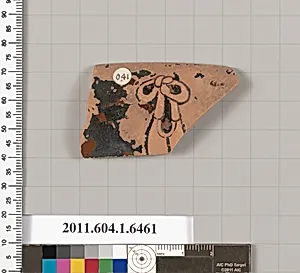 Terracotta rim fragment of a kylix (drinking cup) by Antiphon Painter