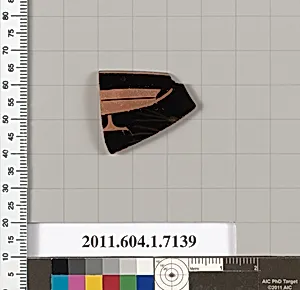 Terracotta rim fragment of a kylix (drinking cup) by Makron
