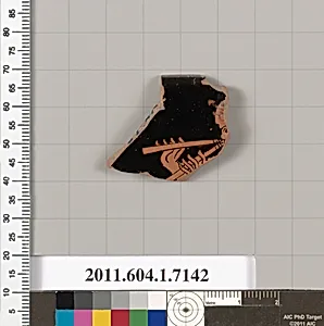 Terracotta rim fragment of a kylix (drinking cup) by Makron
